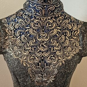 Elegant Gold and Black Lace Dress